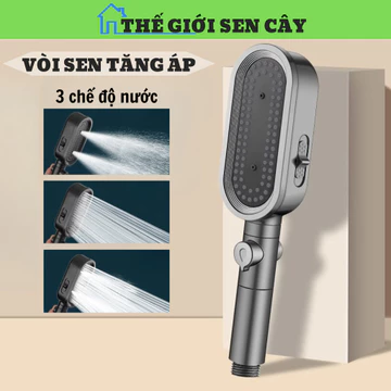 Vòi sen tăng áp, đầu vòi hoa sen micro 3 chế độ có nút bật tắt điều chỉnh lực nước trên thân kèm lõi lọc kháng khẩn