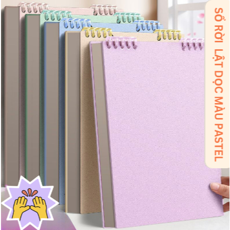 (BÌA VÀ GIẤY BÁN RIÊNG) Bìa Sổ Còng B5 A5 Kiểu Lật Dọc Màu Pastel, Lõi Giấy Refill Lật Dọc  80 GSM