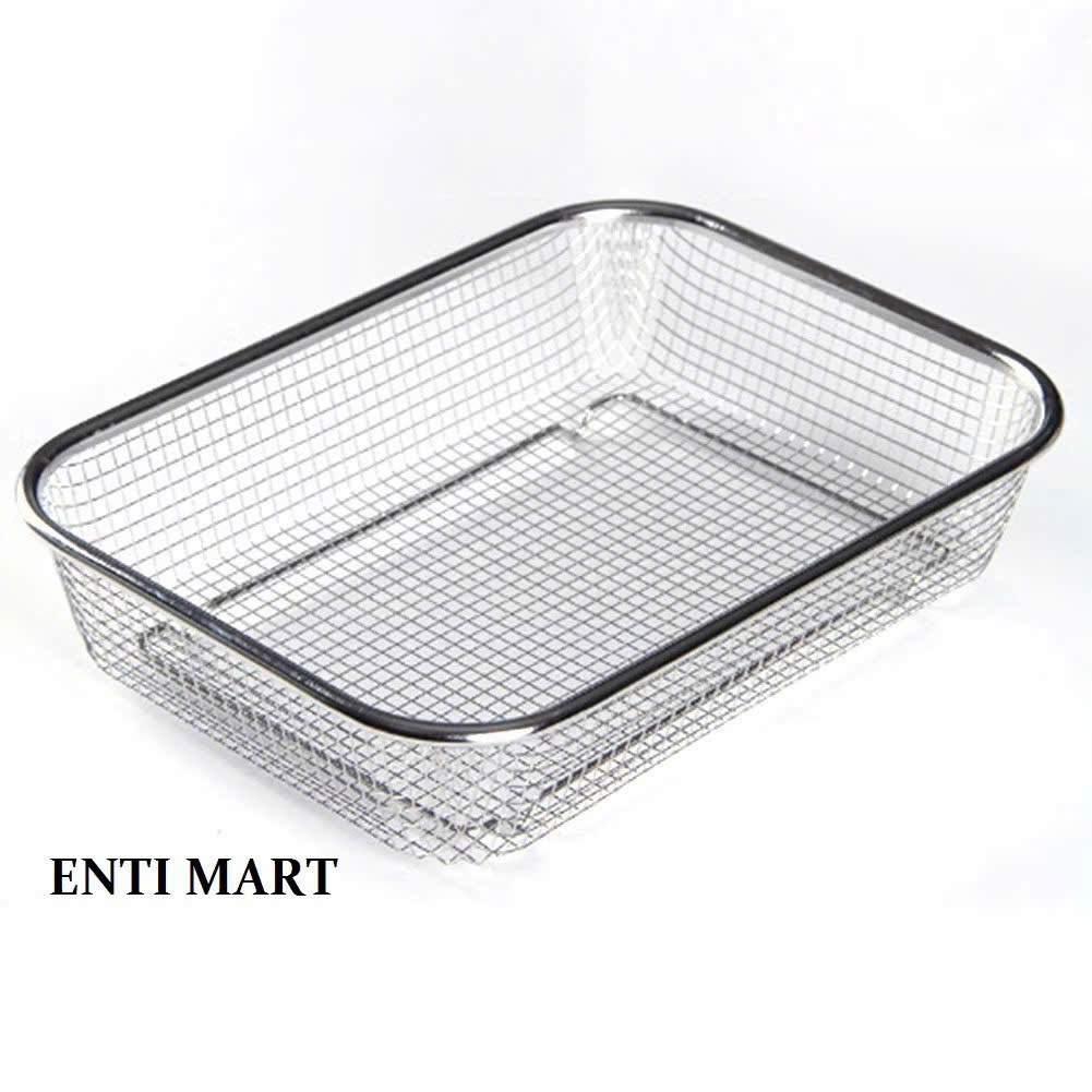 Rổ inox đa năng dày đẹp, hình chữ nhật inox xịn không gỉ sét,  RỔ LƯỚI INOX - MÃ: RO883
