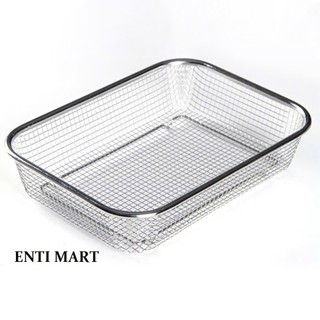 Rổ inox đa năng dày đẹp, hình chữ nhật inox xịn không gỉ sét,  RỔ LƯỚI INOX - RO883
