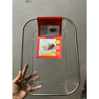 Rổ inox đa năng dày đẹp, hình chữ nhật inox xịn không gỉ sét,  RỔ LƯỚI INOX - RO883