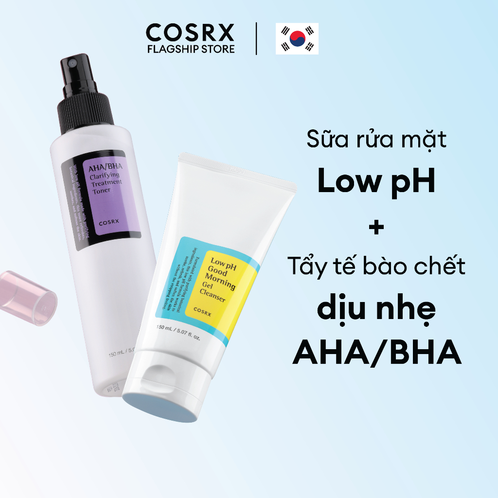 Ảnh Combo Gel Rửa Mặt Low pH Tràm Trà + Nước Hoa Hồng Tẩy Tế Bào Chết Hoá Học COSRX AHA/BHA Toner 150ml 1