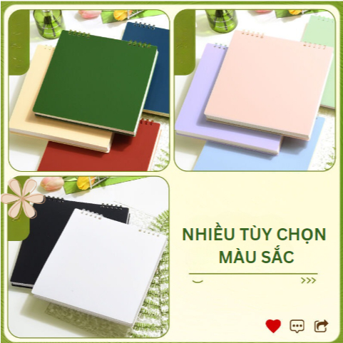 (BÌA VÀ GIẤY ĐƯỢC BÁN RIÊNG) Vỏ Bìa Sổ Còng Nhựa Khổ Vuông Màu Pastel,  Lõi Giấy Refill Sổ Còng Thay Được Giấy (Bán Rời)