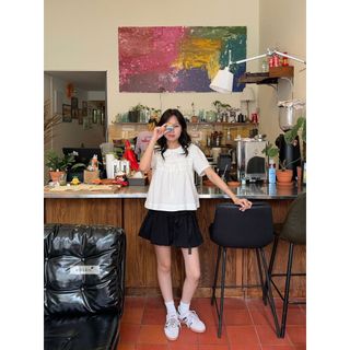 𝐘𝐨𝐤𝐨 𝐁𝐚𝐛𝐲𝐝𝐨𝐥𝐥 - Áo sơ mi nữ babydoll cổ sen trắng phong cách Hàn Quốc nhiennhienvintage NAS00023