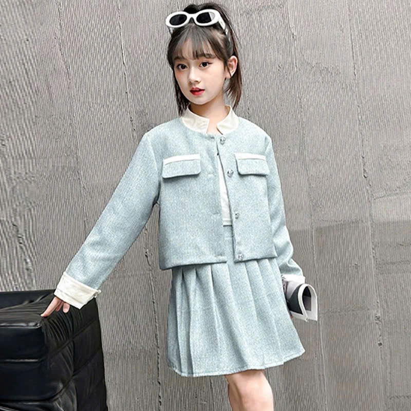 Set vest kèm chân váy dạ cho bé gái size đại BEESHOP D25017