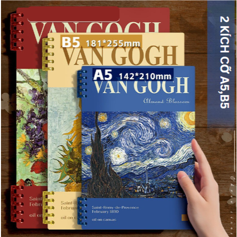 Vở Còng, Sổ Còng Nhựa Bìa Van Gogh A5 B5 MESO - Sổ Còng Thay Được giấy, Lõi giấy Refill Sổ Còng