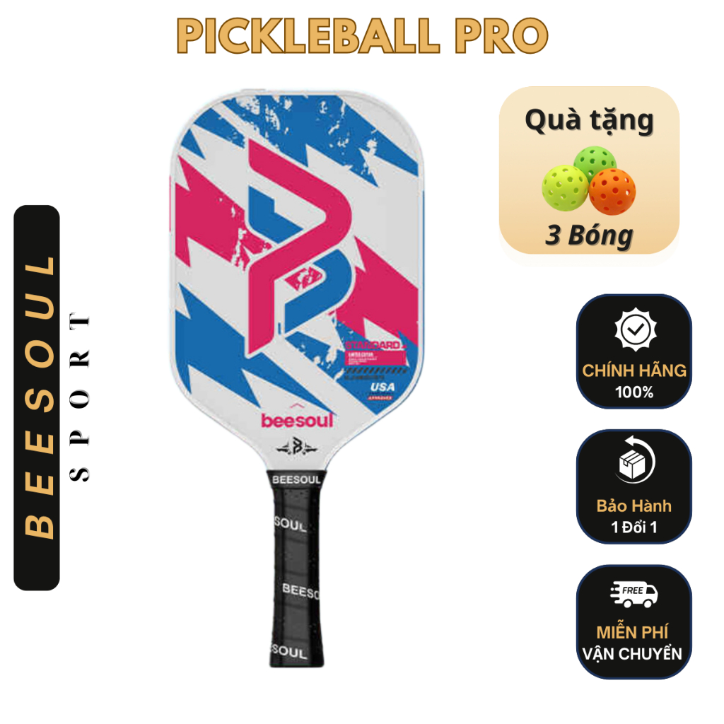 Vợt Pickleball Carbon thi đấu chuyên nghiệp có trợ lực Beesoul, công thủ toàn diện BSTĐ1