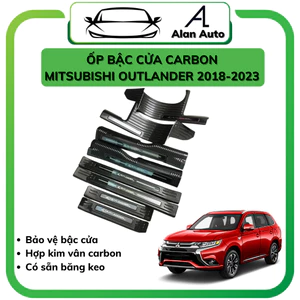 Ốp bậc cửa xe Mitsubishi Outlander, nẹp bước chân Outlander 2021-2023, Chất liệu Carbon cao cấp
