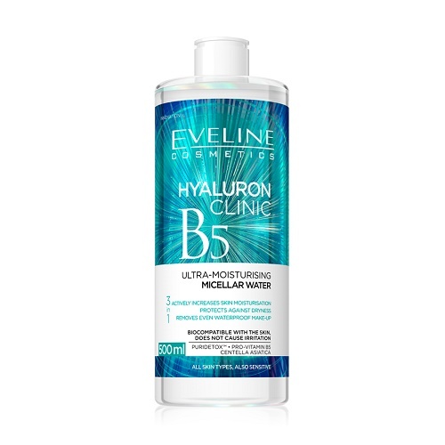 Ảnh Nước tẩy trang Eveline hyaluronic B5 clinic chiết xuất rau má dưỡng ẩm 500ML 3