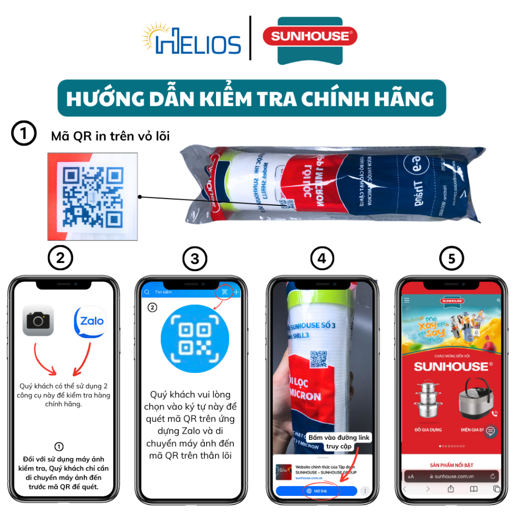 Ảnh Lõi lọc thô số 1 PP 5 Micron đúc nối nhanh chính hãng Sunhouse dùng cho máy lọc nước Sunhouse model Model SHA8818K,... 4