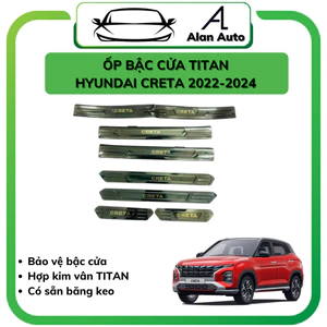 Ốp bậc cửa xe Hyundai Creta 2022-2023, Nẹp bước chân ô tô Creta ,Chất liệu Titan cao cấp.
