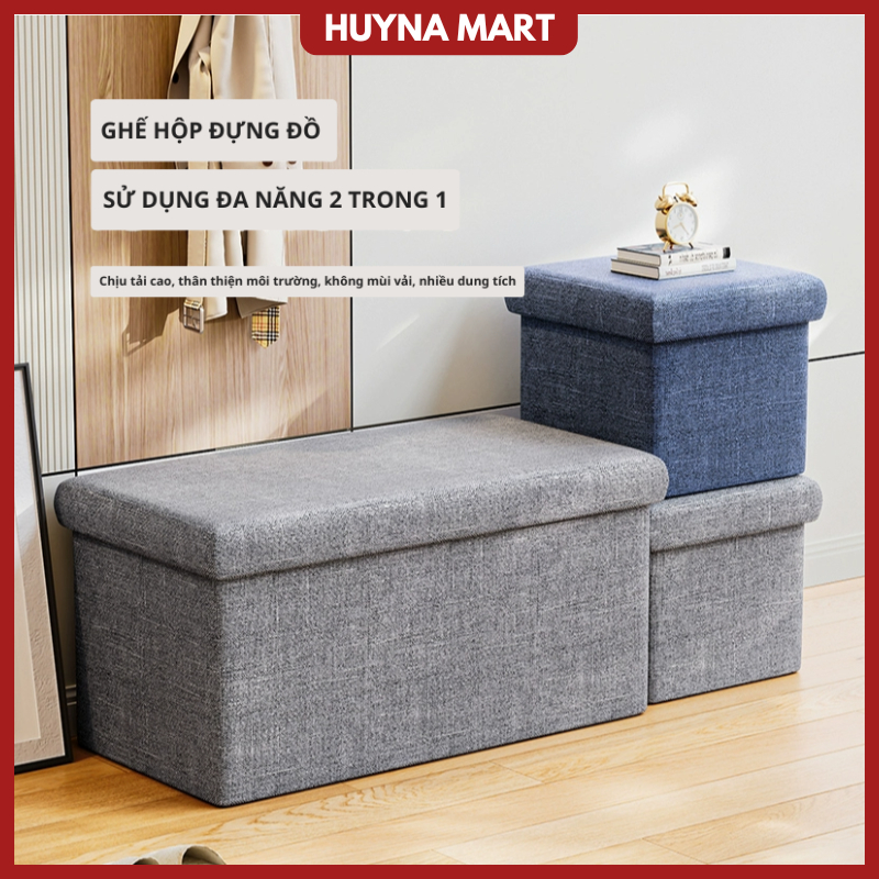 Hộp đựng đồ đa năng kiêm ghế ngồi sofa, khung gỗ MDF bọc vải Cationic cao cấp, chịu tải cao, gấp gọn TD62