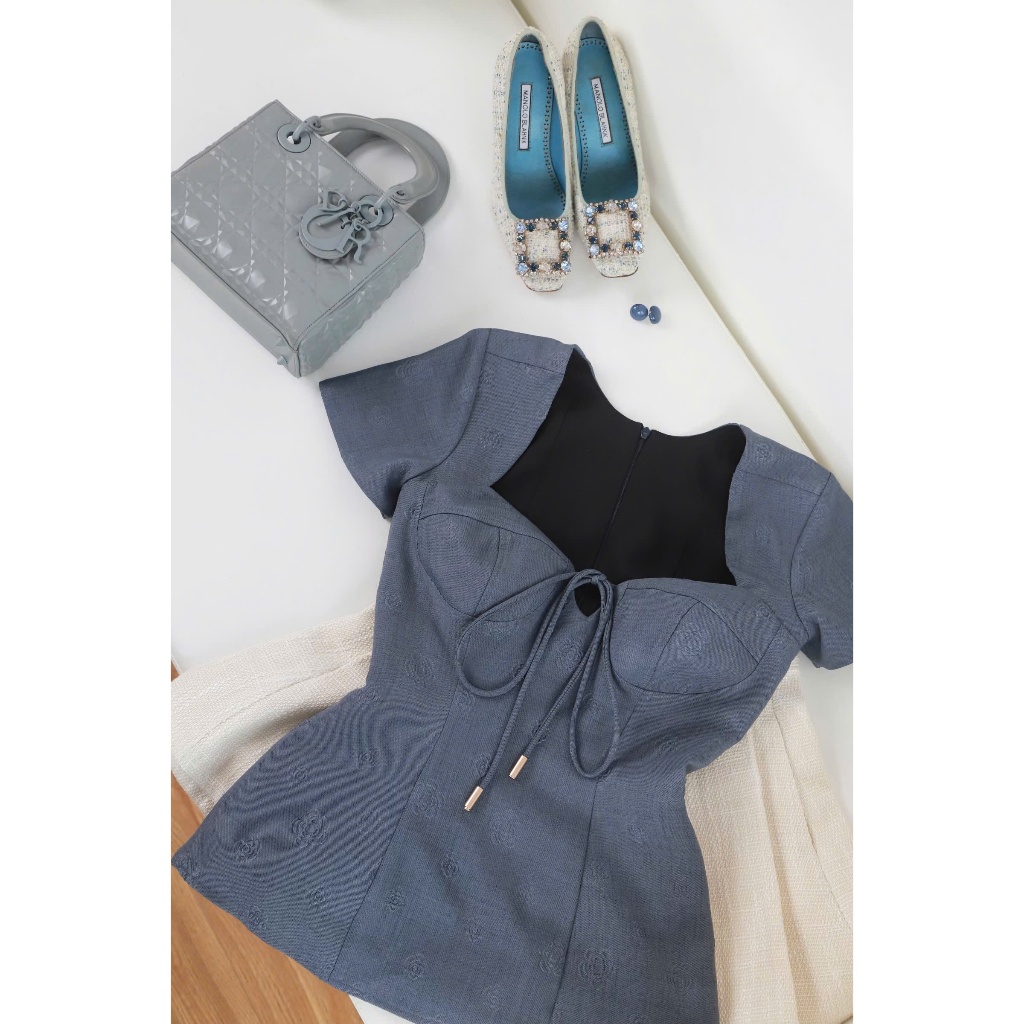 Orli daily | Brya Shirt  Pink / Blue / Dark Blue - Áo cúp có tay, form peplum