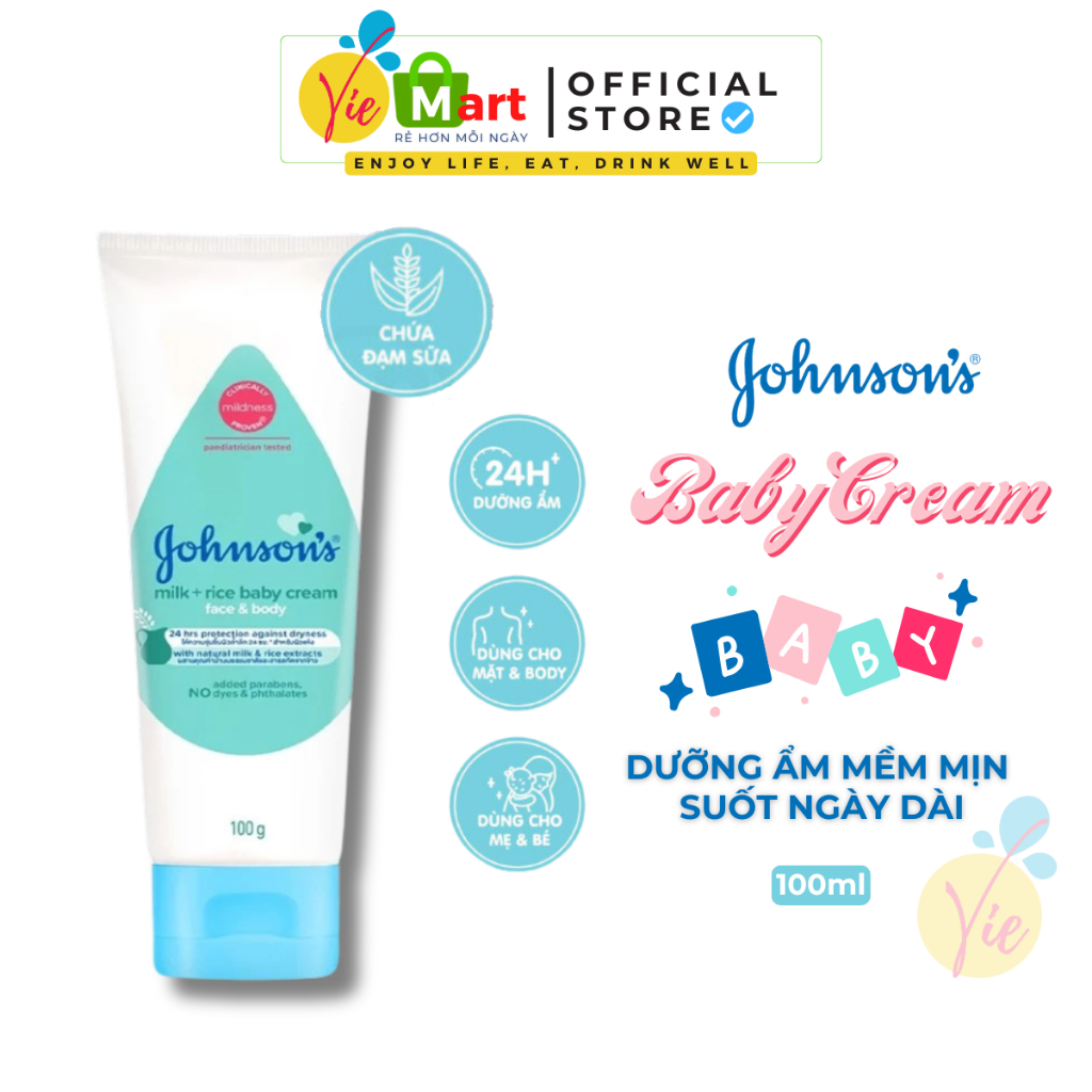 Kem Dưỡng Da JOHNSON's Baby Cream Chứa Cúc La Mã Sữa Gạo Dưỡng