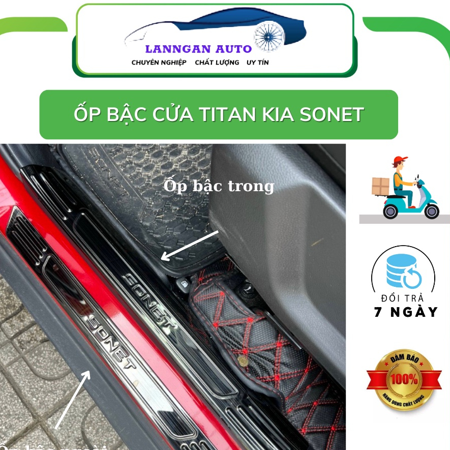 Ốp bậc cửa Sonet, nẹp bước chân Titan Kia Sonet 2022, giá tốt nhất thị trường