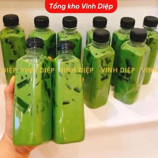 Chai nhựa 330ml nắp đen đựng trà sữa, nước mía, nước giải khát