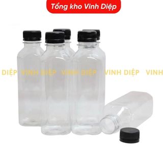 Chai nhựa 330ml nắp đen đựng trà sữa, nước mía, nước giải khát
