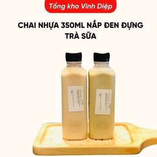 Chai nhựa 330ml nắp đen đựng trà sữa, nước mía, nước giải khát