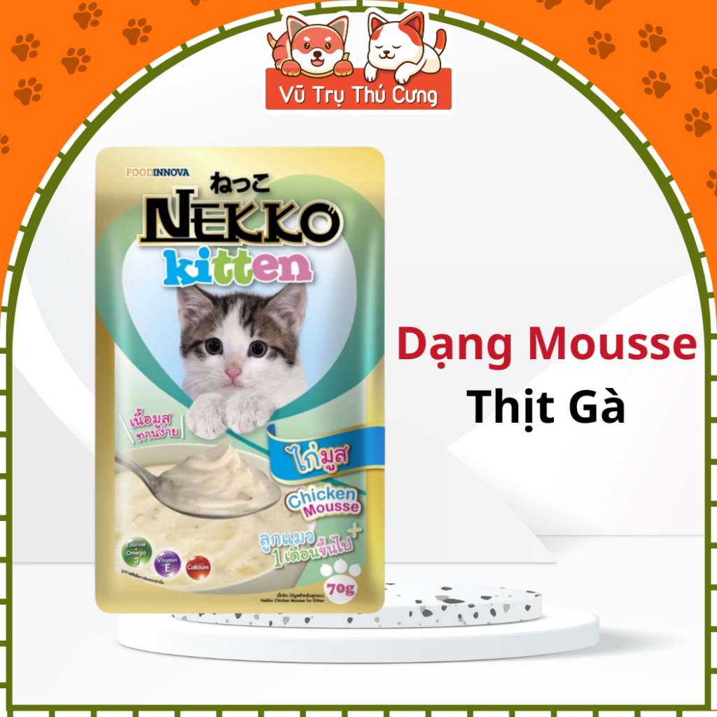 Combo 12 gói Pate Nekko Kitten cho mèo con 70g dạng Mousse