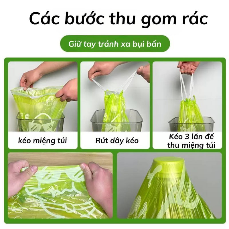 Túi Đựng Rác Đuôi Côn Trùng, Đuôi Muỗi, Khử Hôi Hiệu Quả, Túi Rác Có Dây Rút Chống Rò Rỉ