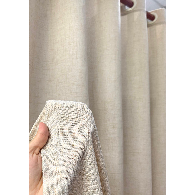(size lớn)Rèm khoen vải voan đũi linen,màu be, (Không Kèm Thanh Treo) vintage trang trí nhà, homestay, cửa chính, cửa sổ