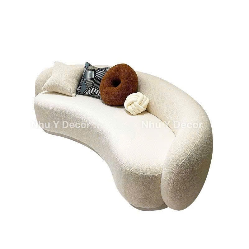 sofa cong NHU Y DECOR tặng kèm 2 gối đa dạng chất liệu vải, ghế salon phòng khách ghế chờ spa nhiều kích thước