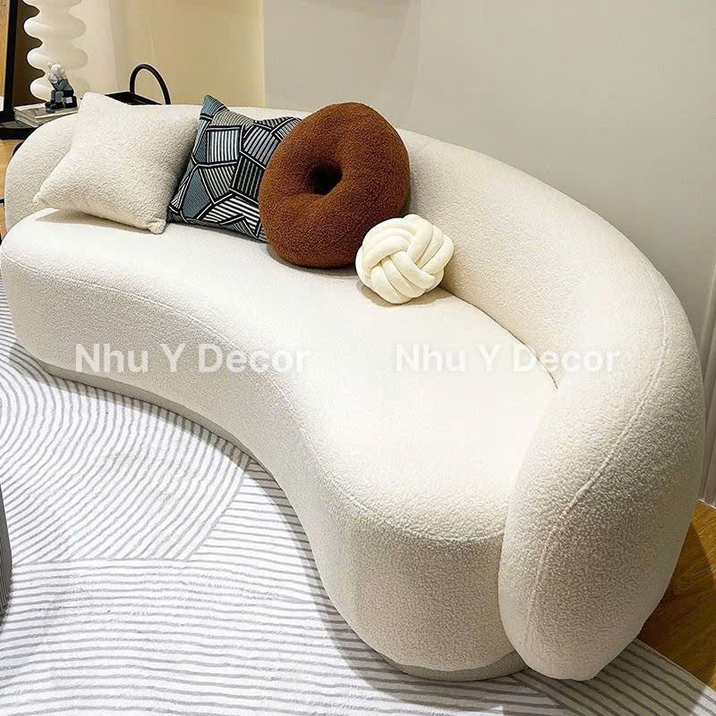 sofa cong NHU Y DECOR tặng kèm 2 gối đa dạng chất liệu vải, ghế salon phòng khách ghế chờ spa nhiều kích thước