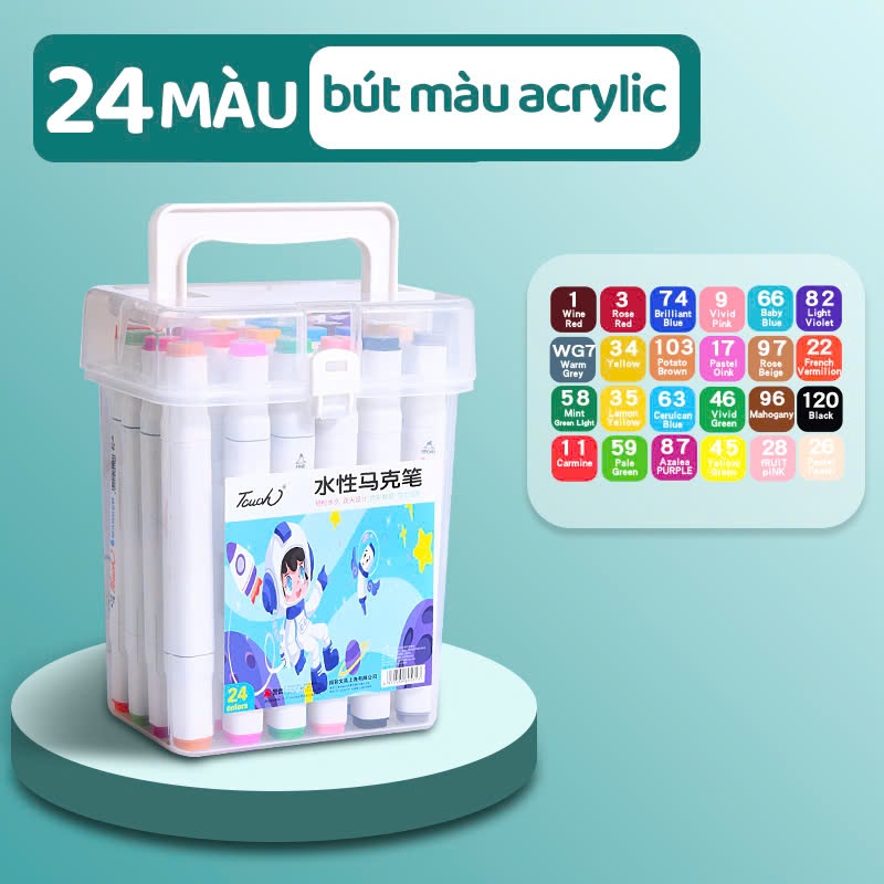 Bút Acrylic Màu Sắc Tươi Sáng Đa Dạng Vẽ Lên Mọi Bề Mặt Không Độc Hại Cho Bé Thỏa Sức Sáng Tạo