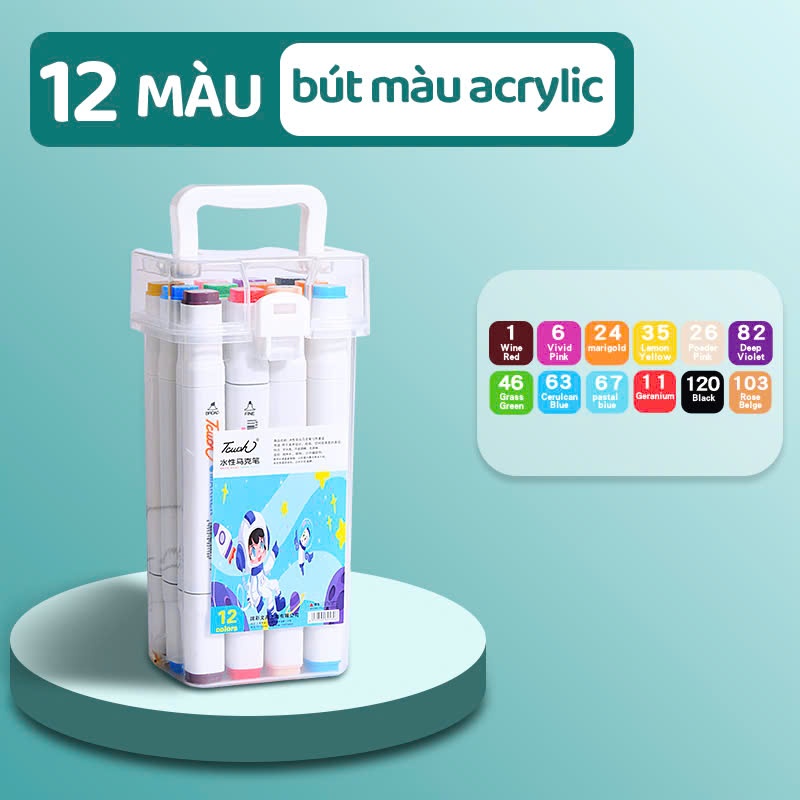 Bút Acrylic Màu Sắc Tươi Sáng Đa Dạng Vẽ Lên Mọi Bề Mặt Không Độc Hại Cho Bé Thỏa Sức Sáng Tạo