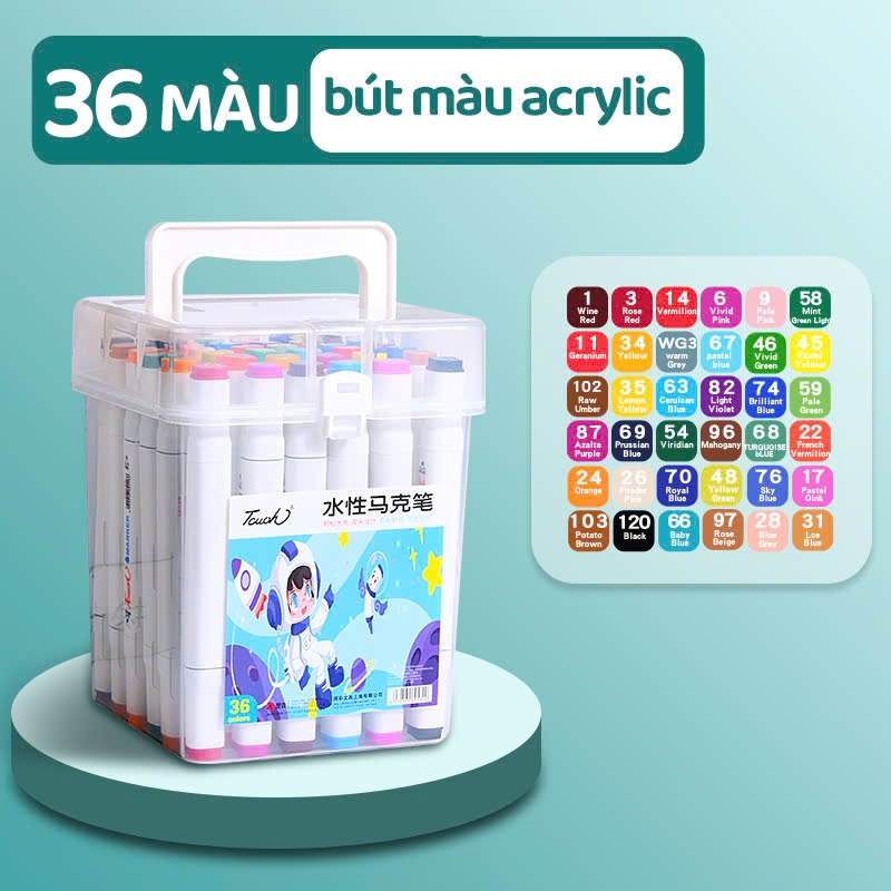 Bút Acrylic Màu Sắc Tươi Sáng Đa Dạng Vẽ Lên Mọi Bề Mặt Không Độc Hại Cho Bé Thỏa Sức Sáng Tạo
