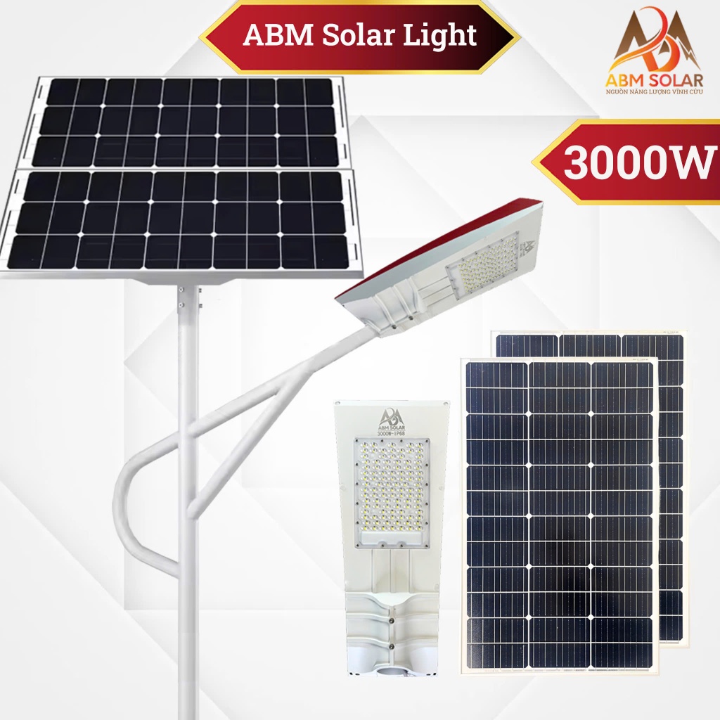 [3000W] Đèn Công Trình Dự Án Năng Lượng Mặt Trời ABMSOLAR, Công Suất Lớn ,Vỏ Nhôm, Chiếu Sáng Rộng