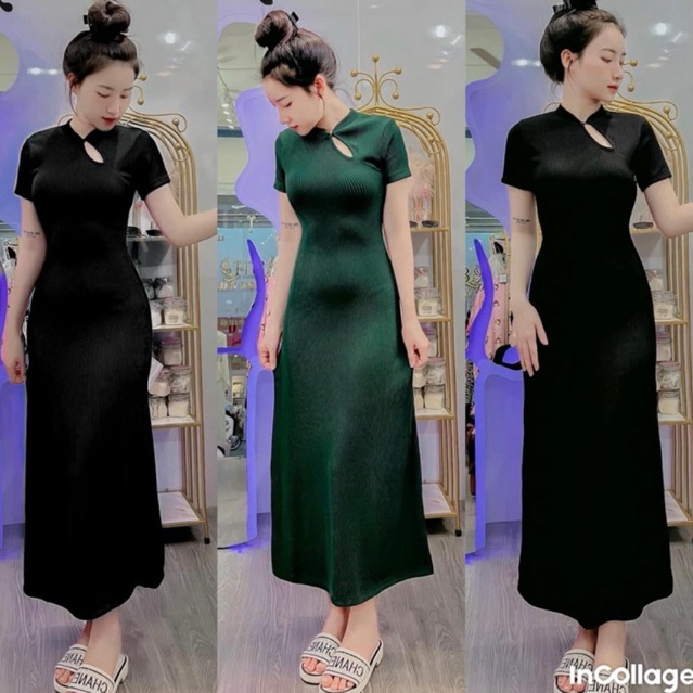 Đầm body cổ trụ khoét giọt nước siêu tôn dáng xinh xắn thời trang