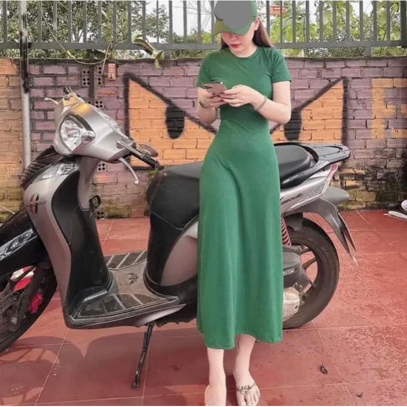 Đầm Body dáng dài maxi tay ngắn khoét lưng buộc dây thời trang bao tôn dáng xinh xắn