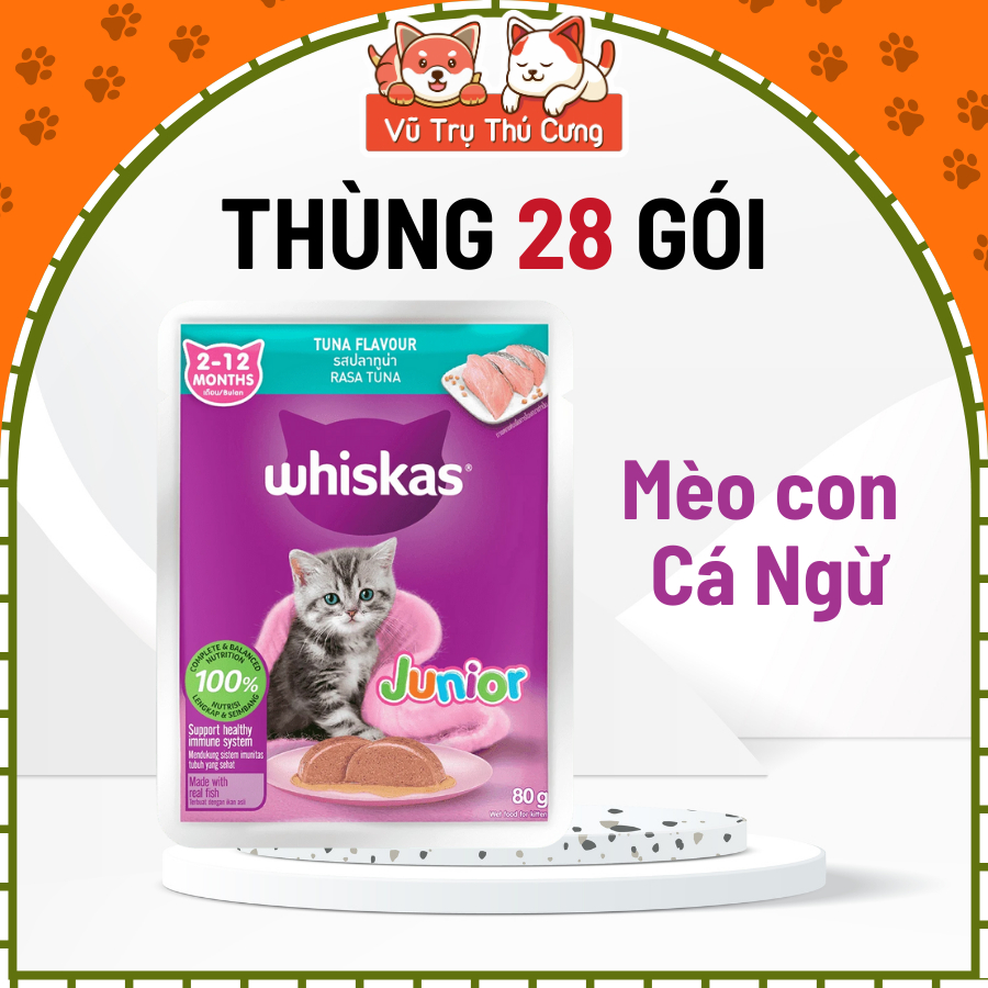 Thùng 28 Gói Pate Cho Mèo Whiskas 80g