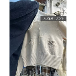 Áo Len Cardigan Dài Tay Cài Cúc Cổ Tròn Đính Nơ Túi Trơn Basic QCCC Cao Cấp Freesize