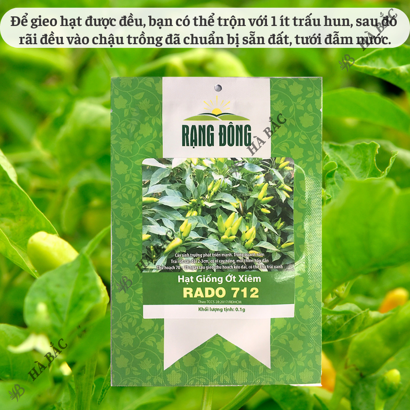 Hạt giống Ớt Xiêm 712 Rado (0,1gram~15 hạt) sai trái, cay thơm, dễ trồng