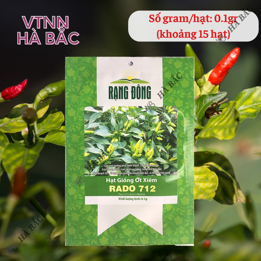 Hạt giống Ớt Xiêm 712 Rado (0,1gram~15 hạt) sai trái, cay thơm, dễ trồng