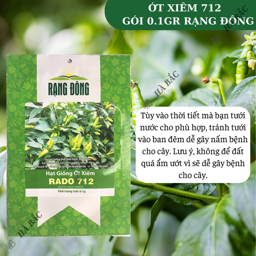 Hạt giống Ớt Xiêm 712 Rado (0,1gram~15 hạt) sai trái, cay thơm, dễ trồng