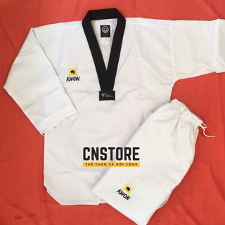 Quần Áo Võ – Võ Phục Taekwondo Cổ Đen Vải Sọc Kwon Dày Dặn Bền Chắc