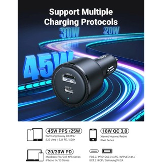 Tẩu sạc ô tô UGREEN CD239 | Sạc đồng thời nhiều thiết bị | Vỏ PC chống cháy |  Bảo hành 18 tháng 1 đổi 1 | 20467 90645