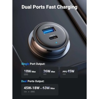 Tẩu sạc ô tô UGREEN CD239 | Sạc đồng thời nhiều thiết bị | Vỏ PC chống cháy |  Bảo hành 18 tháng 1 đổi 1 | 20467 90645