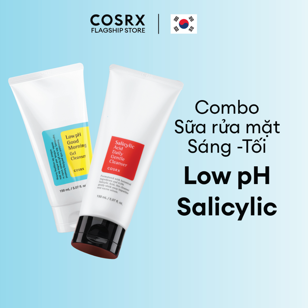 Ảnh Combo Sáng Tối SRM COSRX Salicylic Acid Daily Gentel Cleanser + Low pH Good Morning Cleanser 1
