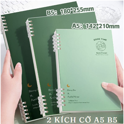 Sổ Còng Nhựa, Bìa Sổ Còng B5 A5 Chữ Goodtime MESO - Vở Còng Khuyết Còng, Lõi giấy Refill Sổ Còng