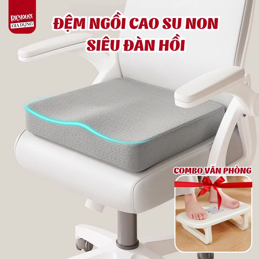 [Chính Hãng] Đệm Ghế Công Thái Học Cao Su Non Siêu Đàn Hồi Thiết Kế Chống Đau Xương Cụt, Giảm Đau Ê