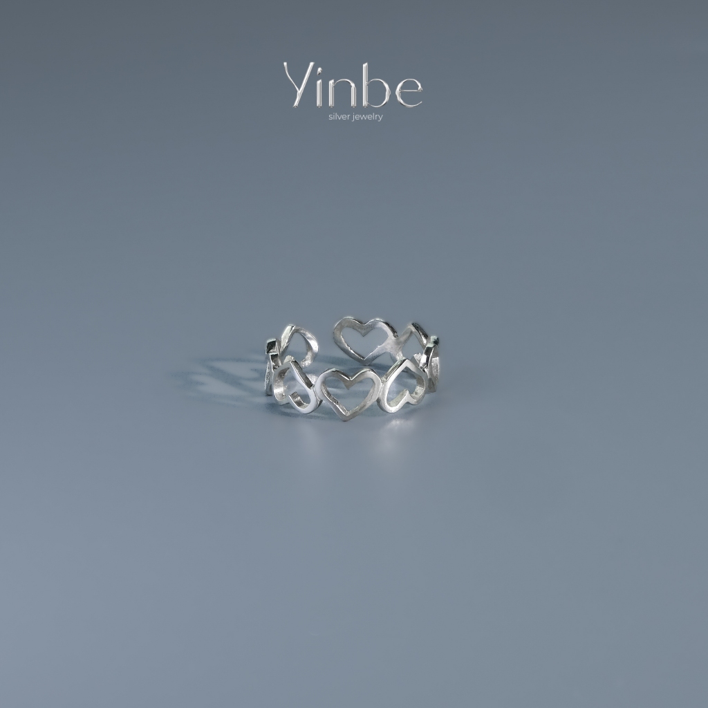 Nhẫn Bạc Trơn Nữ, Nhẫn Bạc Trái Tim Kết Liền, Nhẫn Đeo Ngón Út Yinbe Silver Freesize Có Thể Điều Chỉnh YR033
