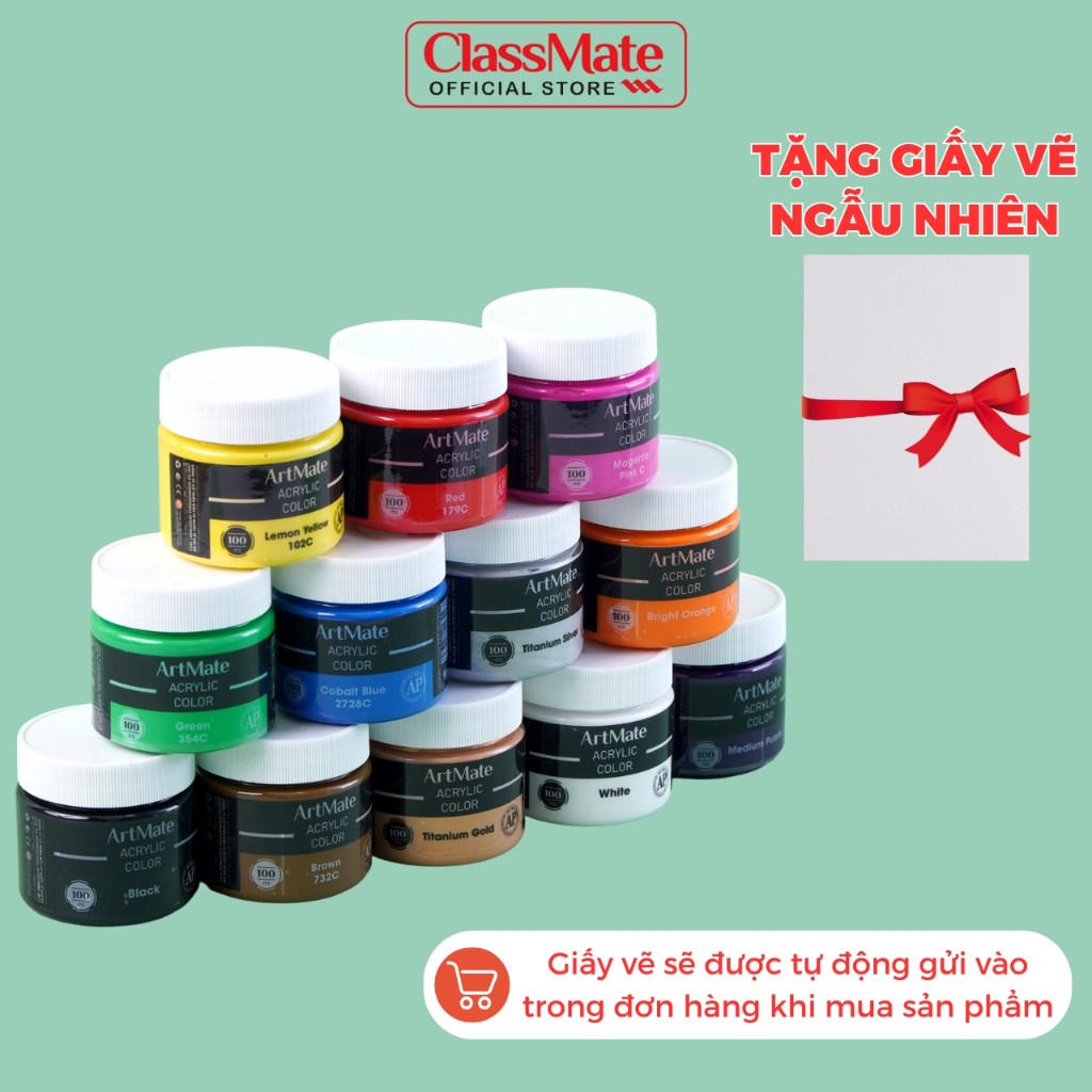 Màu Nước Acrylic Classmate Lọ Màu Acrylic 100ml Độ Che Phủ Cao, Chồng Được Màu Chống Nước, Tô Tượng DIY Vẽ Tranh AC0003