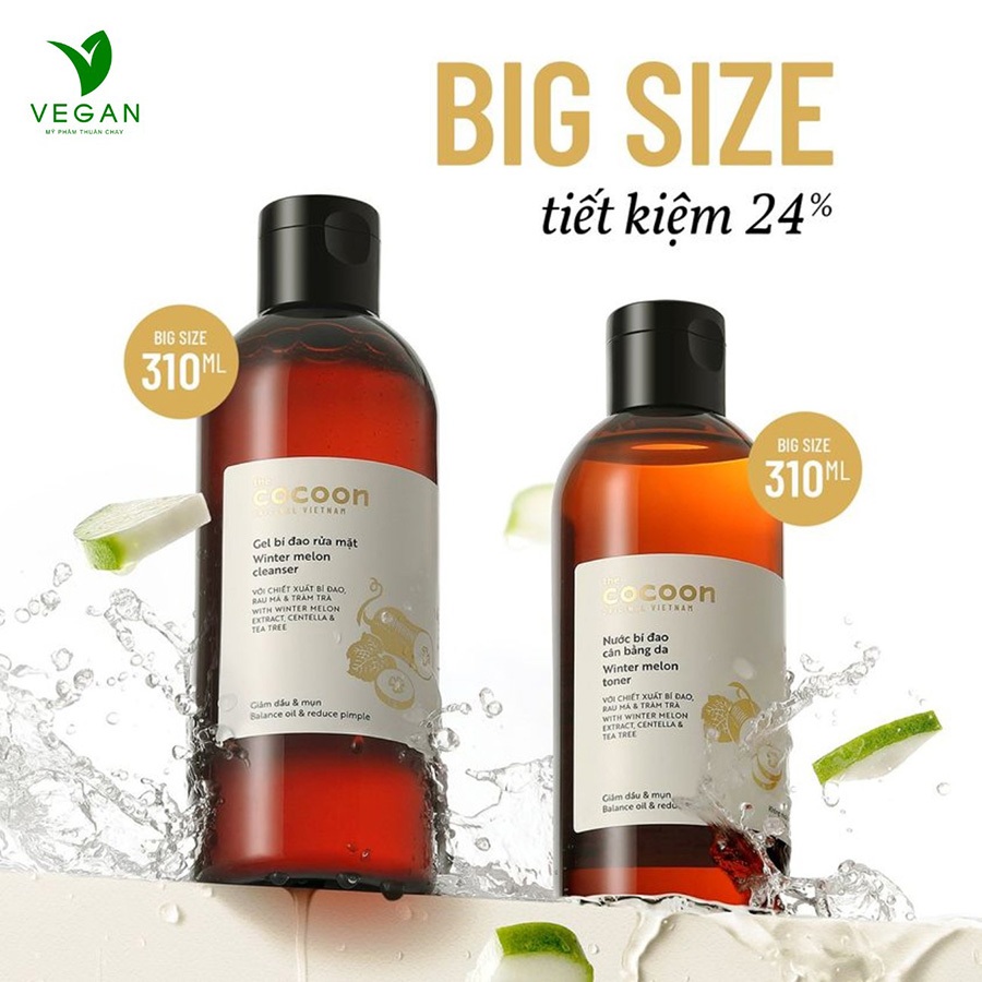 Ảnh BIGSIZE Gel bí đao rửa mặt cocoon 310ml thuần chay - VEGAN mỹ phẩm thuần chay 3