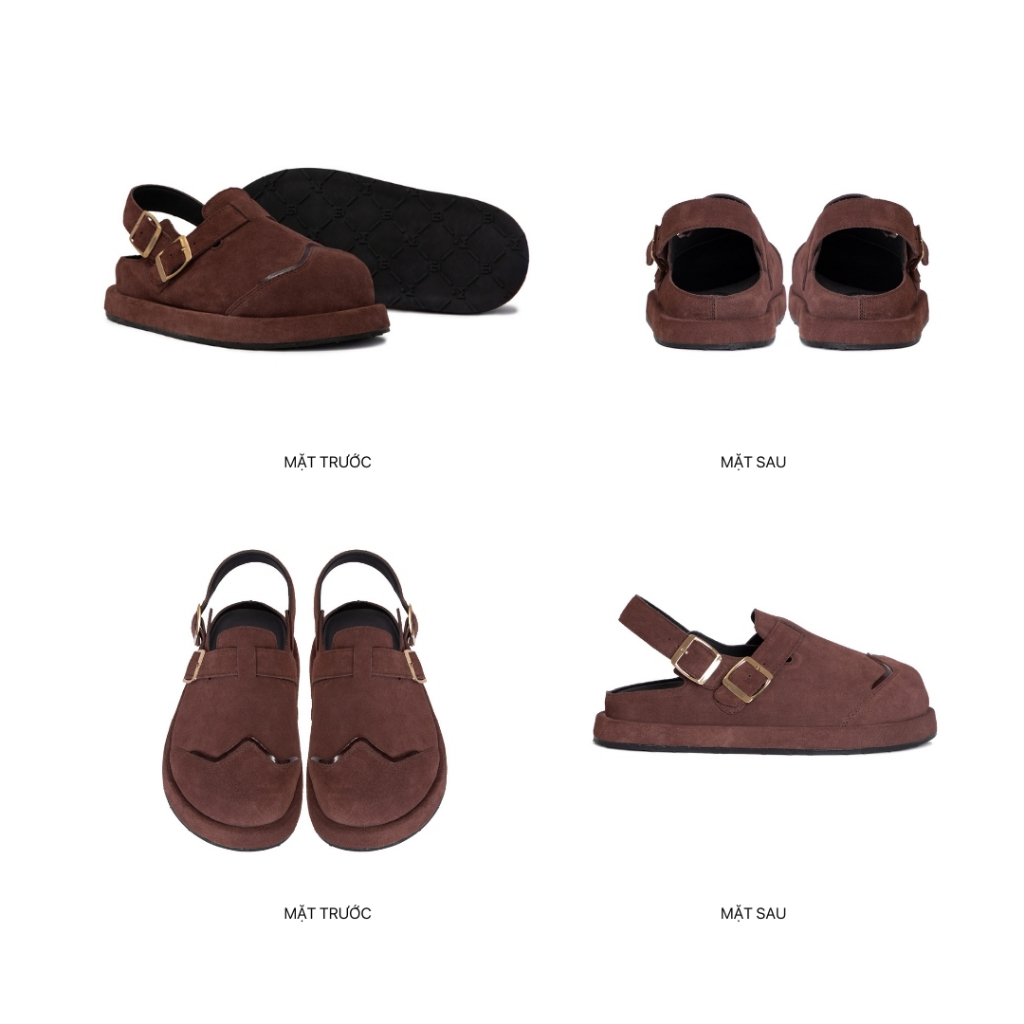 Ảnh Dép Sandal Bánh Mì Nam Nữ THEWOLF LOW CLOG SANDAL - Đen bóng, Đen da lộn, Tan, Tobaco, Nâu cà phê 3