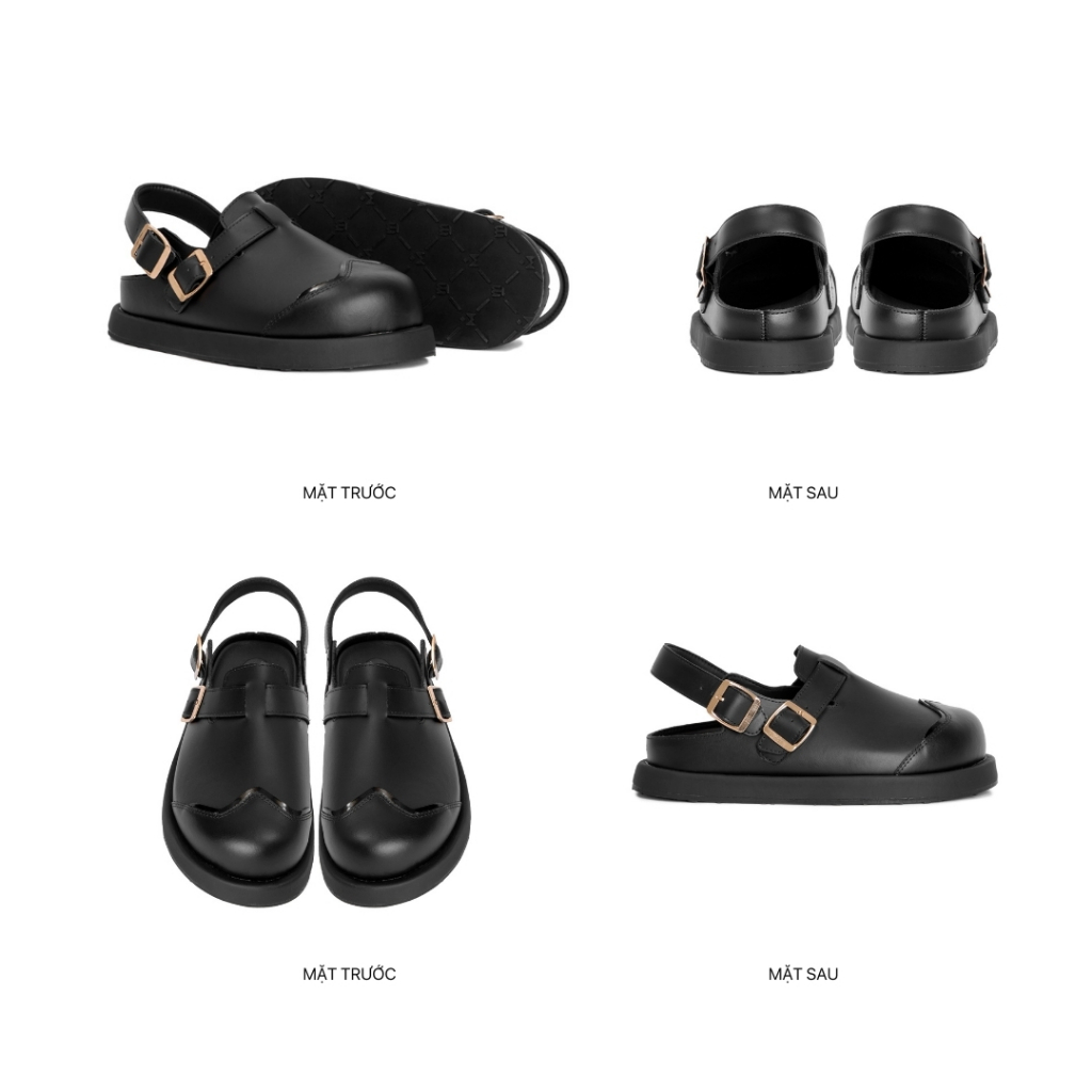 Ảnh Dép Sandal Bánh Mì Nam Nữ THEWOLF LOW CLOG SANDAL - Đen bóng, Đen da lộn, Tan, Tobaco, Nâu cà phê 1
