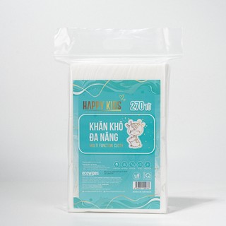 Combo 03 túi khăn vải khô đa năng Happy Kids túi 270 tờ không mùi